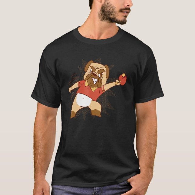 Table Tennis Dog Pong Design Pingpong Outfit Dog P T-Shirt (Front)