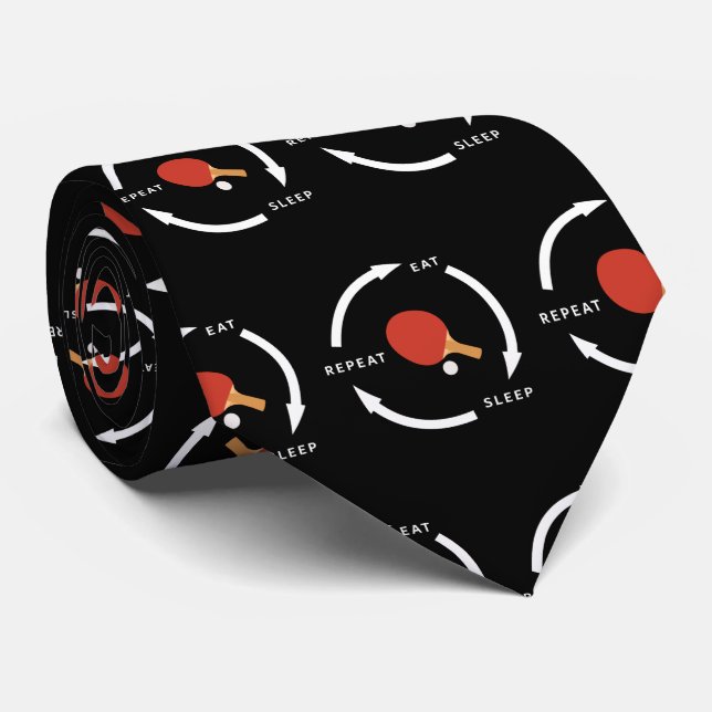 Table Tennis Eat Sleep Repeat Sports Fan Saying Tie (Rolled)