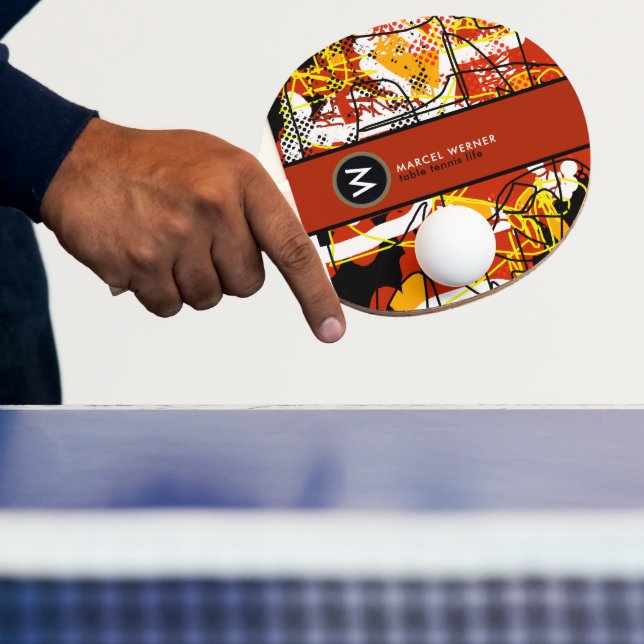 Table Tennis Life cool abstract art with monogram Ping Pong Paddle (Insitu)