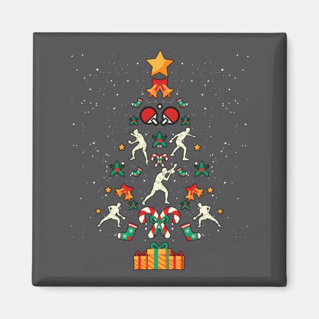 Table Tennis Ng Ng Player Christmas Tree Xmas Long Magnet (Front)