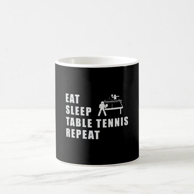Table Tennis Paddle Ping Pong Repeat Funny Gift Coffee Mug (Center)