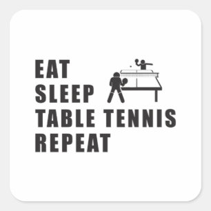 Table Tennis Paddle Ping Pong Repeat Gift Idea Square Sticker