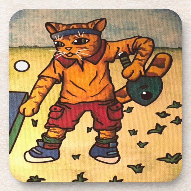 Table Tennis Ping-Pong Cat Coaster (Front)