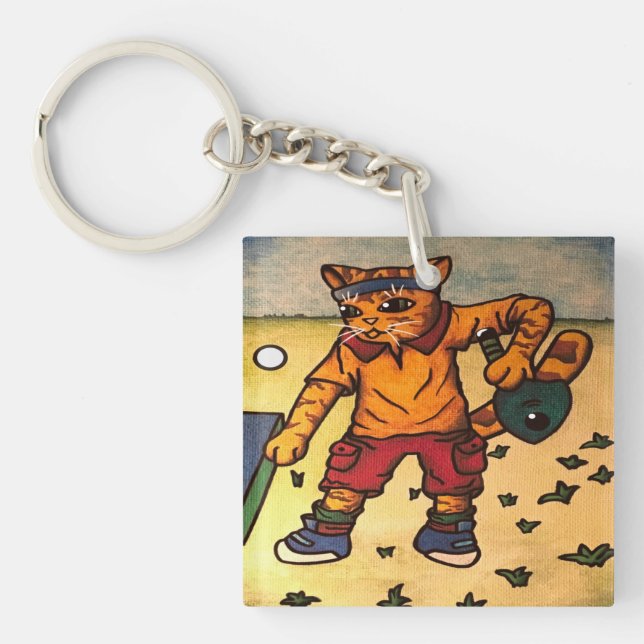 Table Tennis Ping-Pong Cat Key Ring (Front)