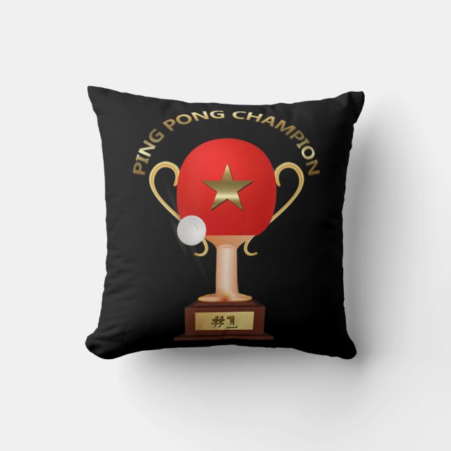 Table Tennis Ping Pong Champion Trophy  Cushion (Front)