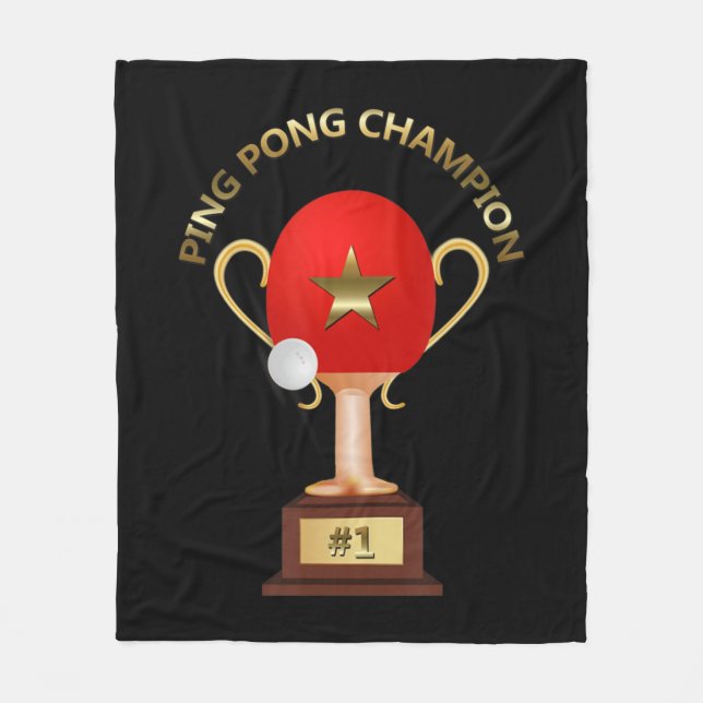 Table Tennis Ping Pong Champion Trophy  Fleece Blanket (Front)