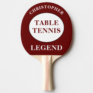 Table Tennis Ping Pong Legend Add Name Red Face Paddle