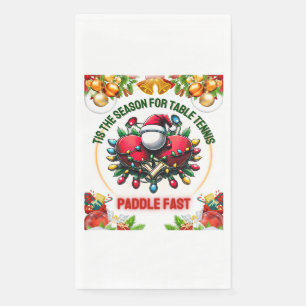 Table Tennis Ping Pong Player Christmas Hat Xmas Napkin