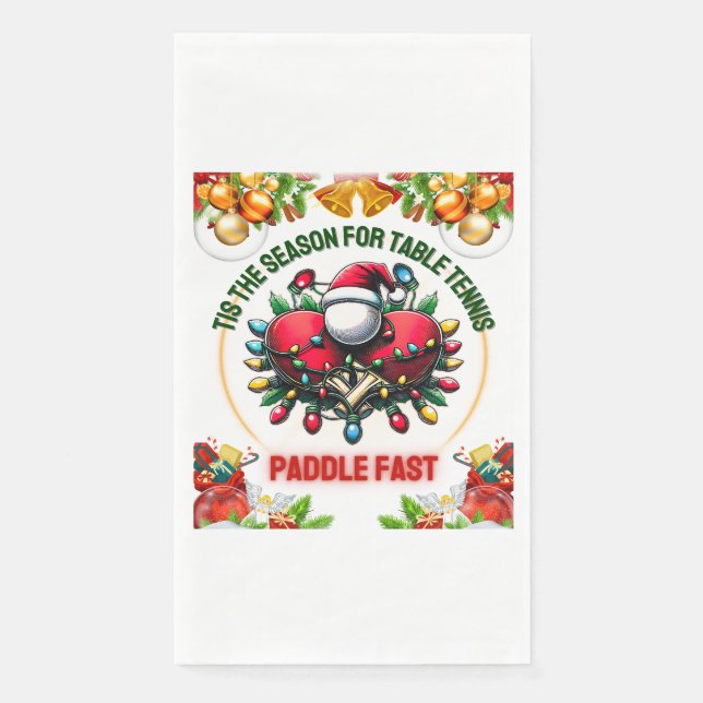 Table Tennis Ping Pong Player Christmas Hat Xmas Napkin (Front)