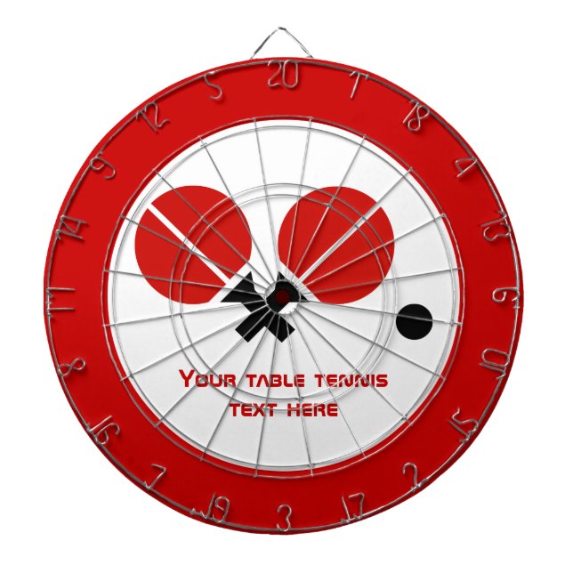 Table tennis ping-pong rackets and ball black, red dartboard (Front)