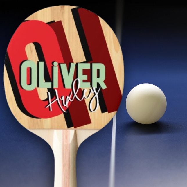 Table Tennis Player Colour Name Bold Monogram Ping Pong Paddle (Creator Uploaded)