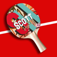 Table Tennis Player Name Bold Colour Monogram