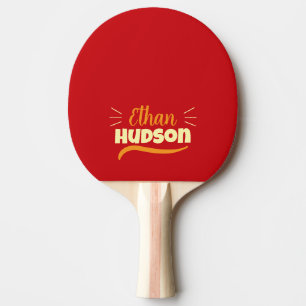 Table Tennis Player Name Retro Red Ping Pong Paddle