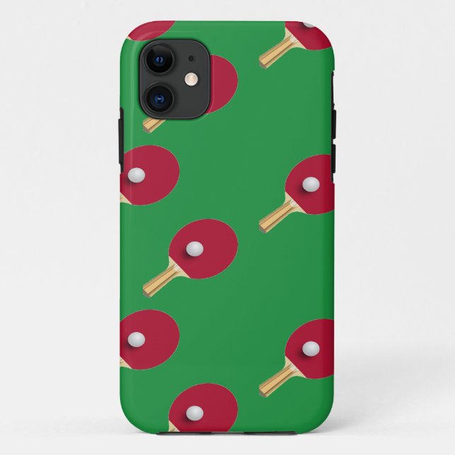 Table tennis racket and ball on green Case-Mate iPhone case (Back)
