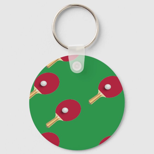 Table tennis racket and ball on green key ring (Front)