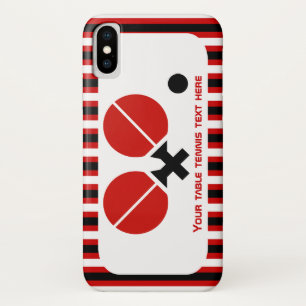 Table tennis rackets and ball black, red stripes iPhone x case