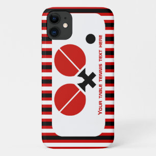 Table tennis rackets and ball black, red stripes iPhone 11 case
