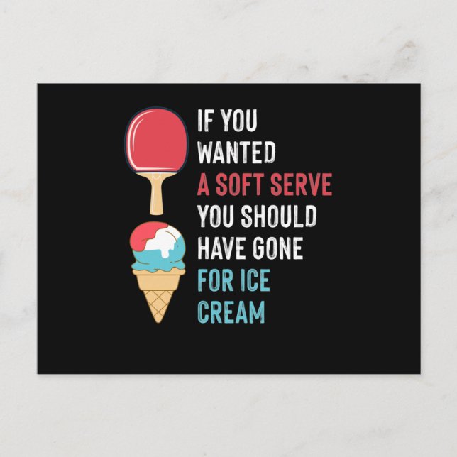 Table Tennis Soft Serve Ice Cream Ping Pong Postcard (Front)