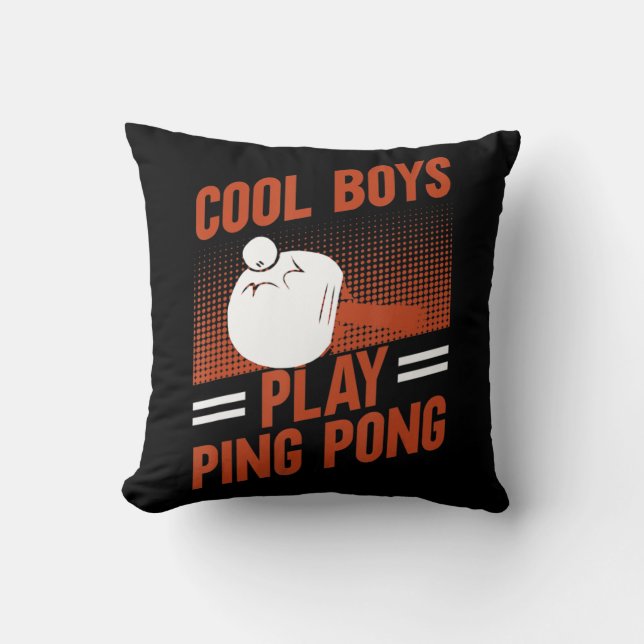 Table Tennis Sport Cool Boys Play Ping Pong  Cushion (Front)