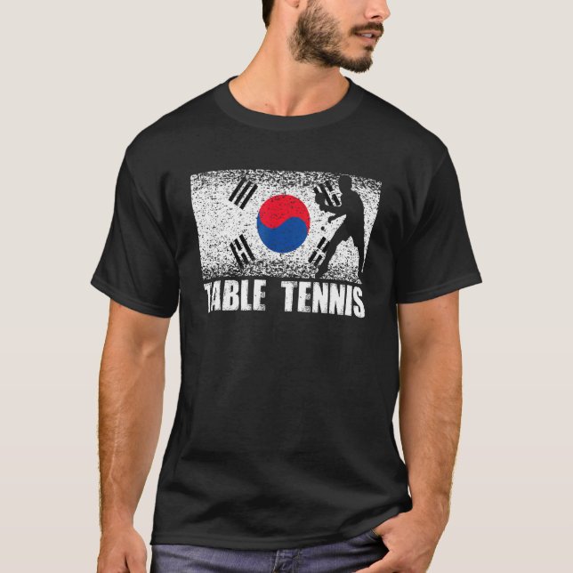 Table Tennis Sport Korea Flag Korean Ping Pong Pla T-Shirt (Front)