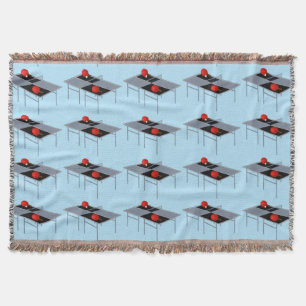 Table Tennis Tables With Bats And Ball Pattern, Throw Blanket