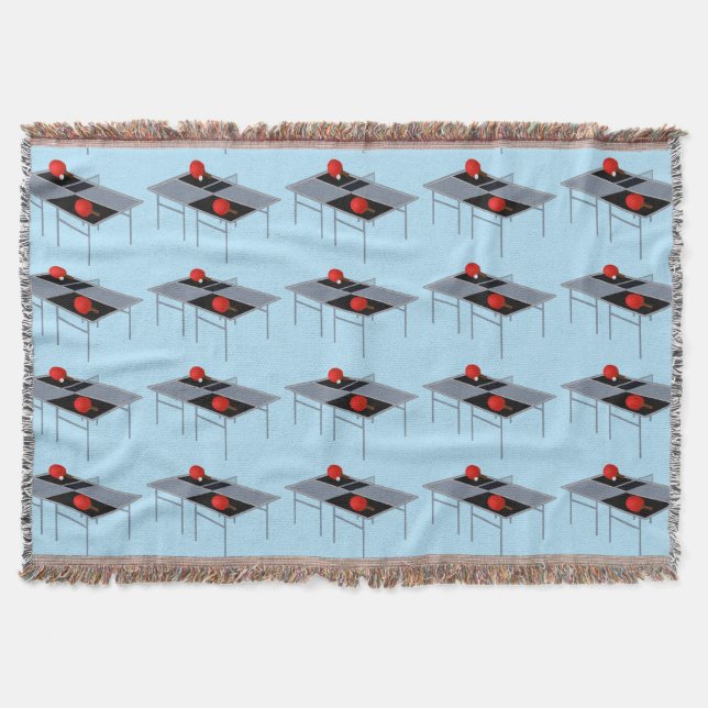 Table Tennis Tables With Bats And Ball Pattern, Throw Blanket (Front)