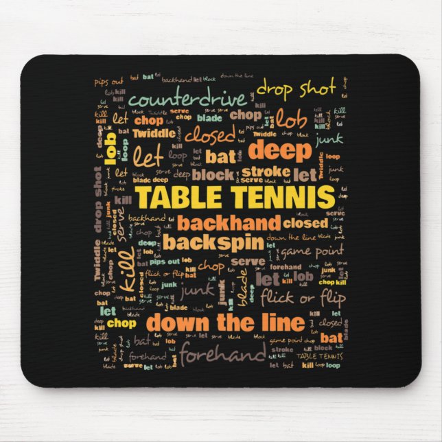 Table Tennis Terminology Commonly Used Terms   Mouse Pad (Front)
