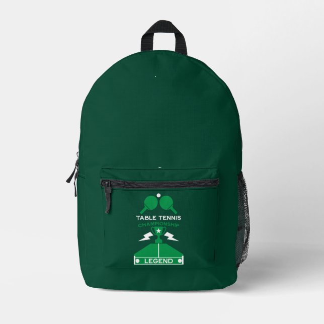 Table Tennis Tournament Printed Backpack (Front)