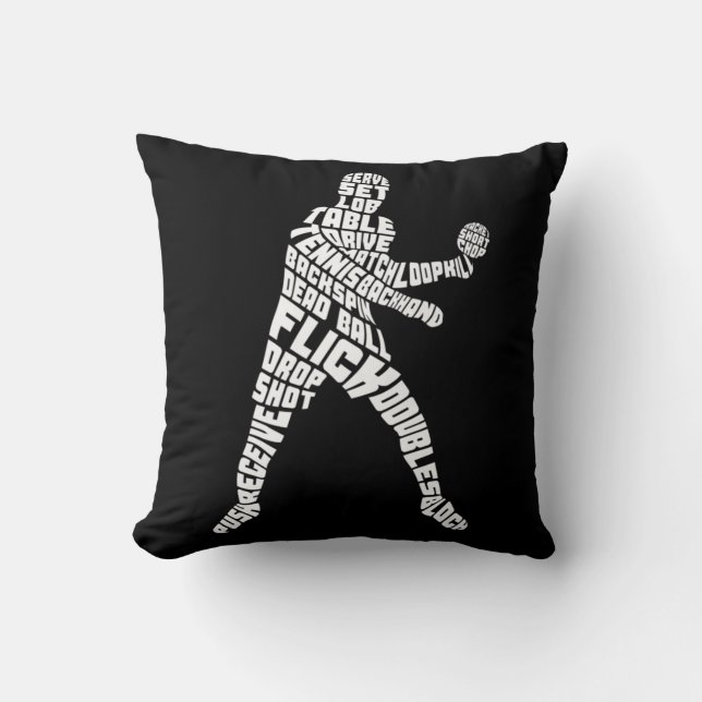 Table Tennis Typography Ping Pong Word Art   Cushion (Front)