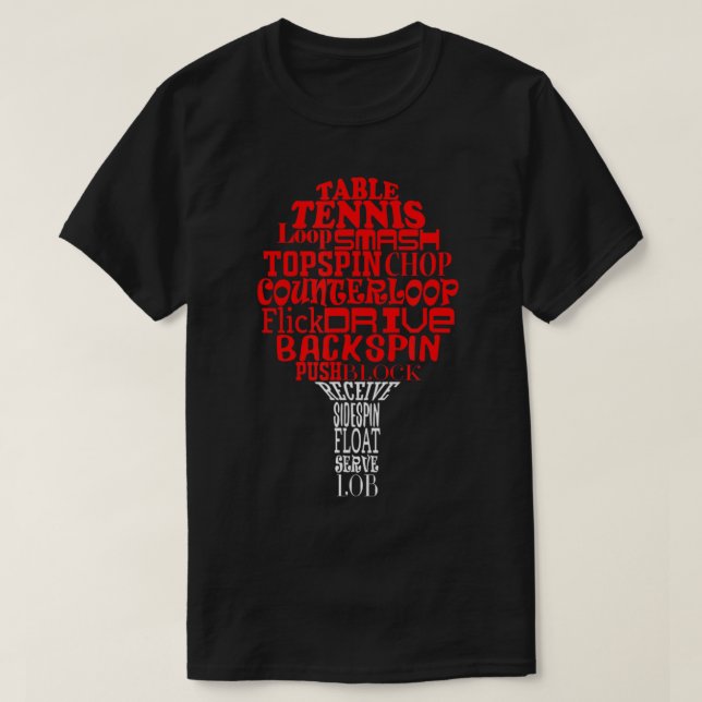 Table tennis word cloud  T-Shirt (Design Front)
