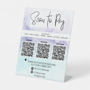 *~* Table Tent Pedestal SignTabletop QR PAYMENT Pedestal Sign