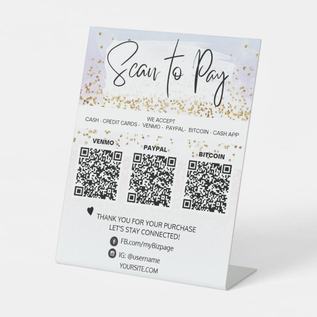 *~* Table Tent Pedestal SignTabletop - QR PAYMENT Pedestal Sign (Front)
