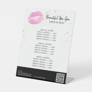 *~* Table Tent PINK LIPS tabletop Pedestal Sign