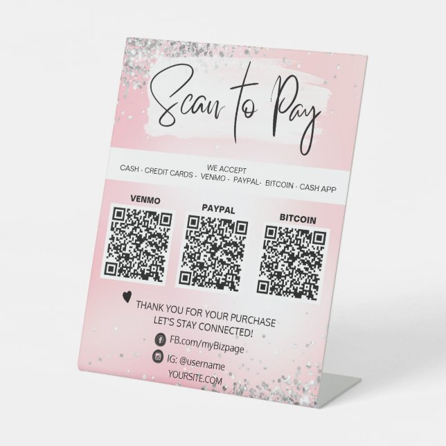 *~* Table Tent QR PAYMENT  Pedestal SignTabletop  Pedestal Sign (Front)