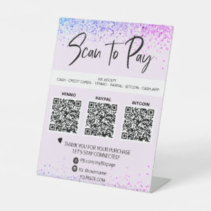 *~* Table Tent . QR PAYMENT Rainbow Tabletop Pedestal Sign