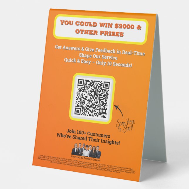 Table Tent Sign (Front)