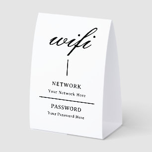 Table Tent Sign Modern Wifi Password Network