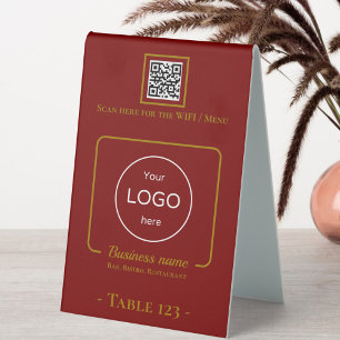 Table Tent Sign number logo qr code business bar
