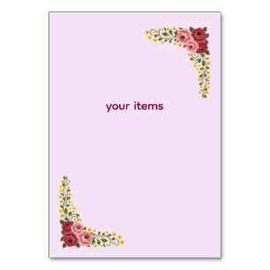 Table Tent Sign Table Number