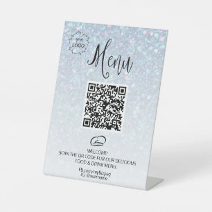 *~*Table Tent tabletop Glitter Menu Pedestal Sign