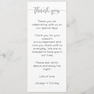 Table Thank You Card, Place Setting Card, Thank  Menu
