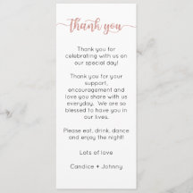 Table Thank You Card, Place Setting Card, Thank