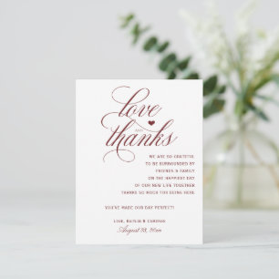 Table Thank You Cards Royal Calligraphy-Burgundy