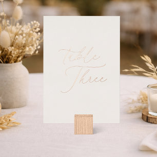 Table Three Wedding Sign   Real Gold Foil Card