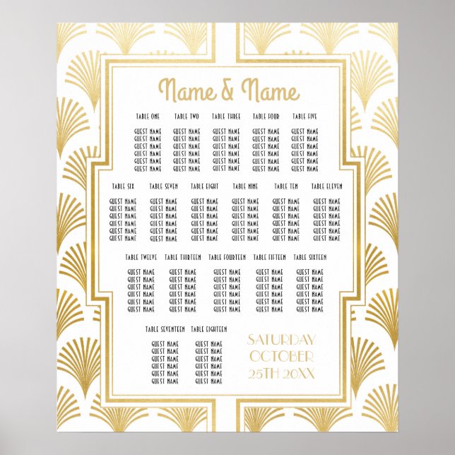 Table Wedding Gatsby Deco 1920s Seating 18 Tables Poster (Front)