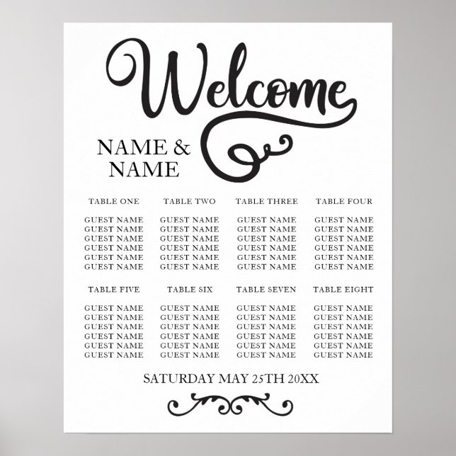 Table Wedding Poster Seating Planner Script (Front)