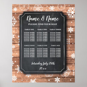 Table Wedding Poster Seating Winter Snowflakes