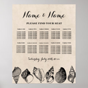 Table Wedding Seating 10 Seating Plan Shells Sea Poster
