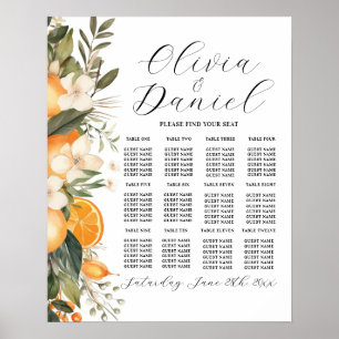 Table Wedding Seating 12 Oranges Citrus Florals Poster