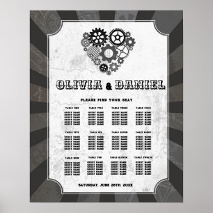 Table Wedding Seating 12 Steampunk Wedding Hearts  Poster